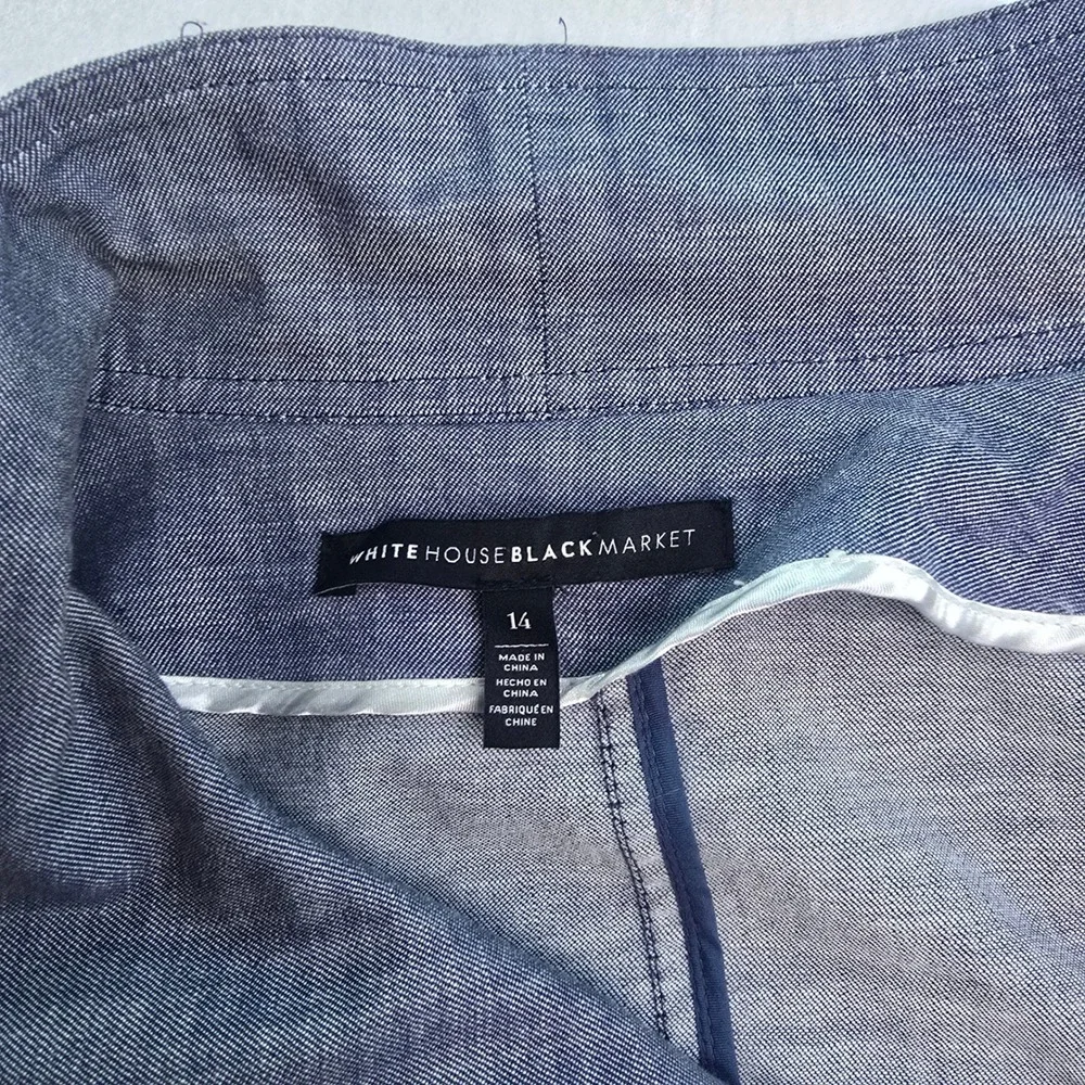White House Black Market‎ -961 WHBM Chambray Moto Jacket Womens 14